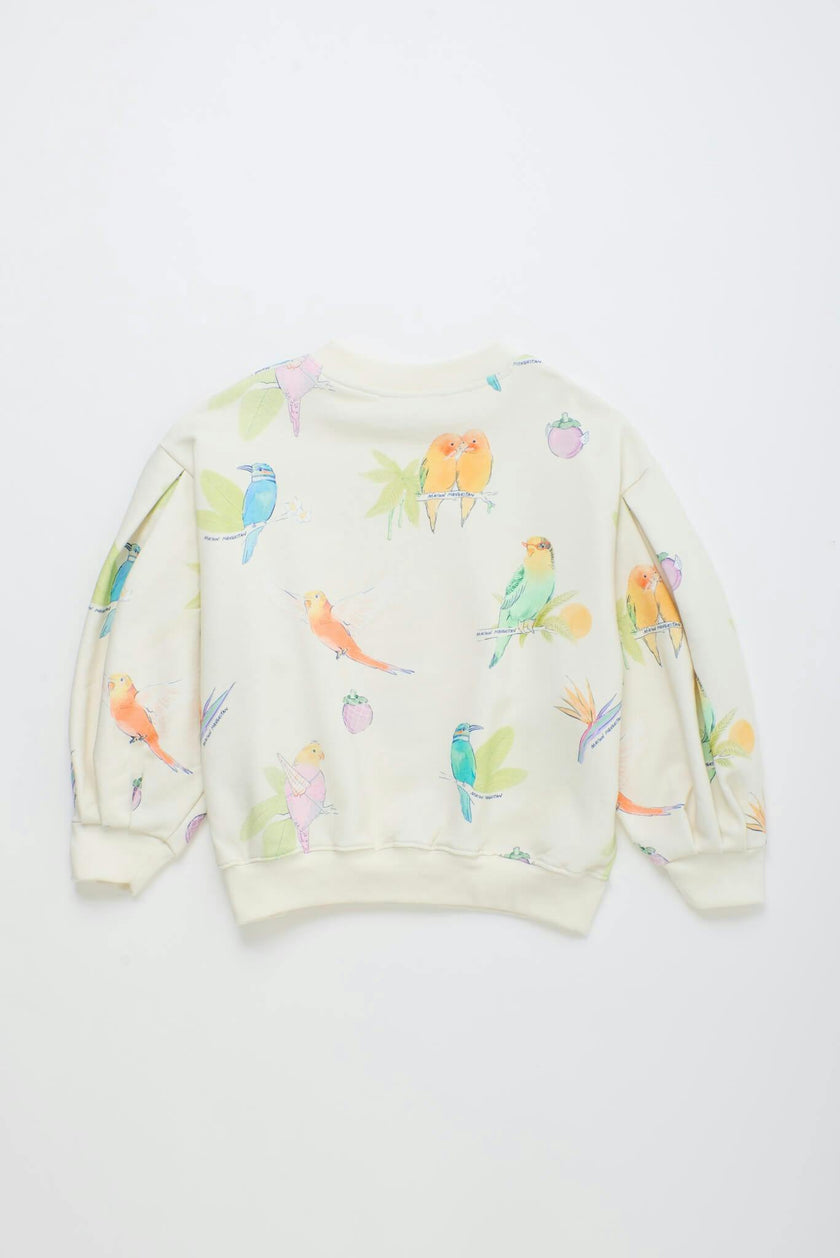 BIRDS SWEATSHIRT CLOUDY WHITE