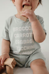 Baby Boy Short Sleeve Tee Romper in Broccoli Carrots