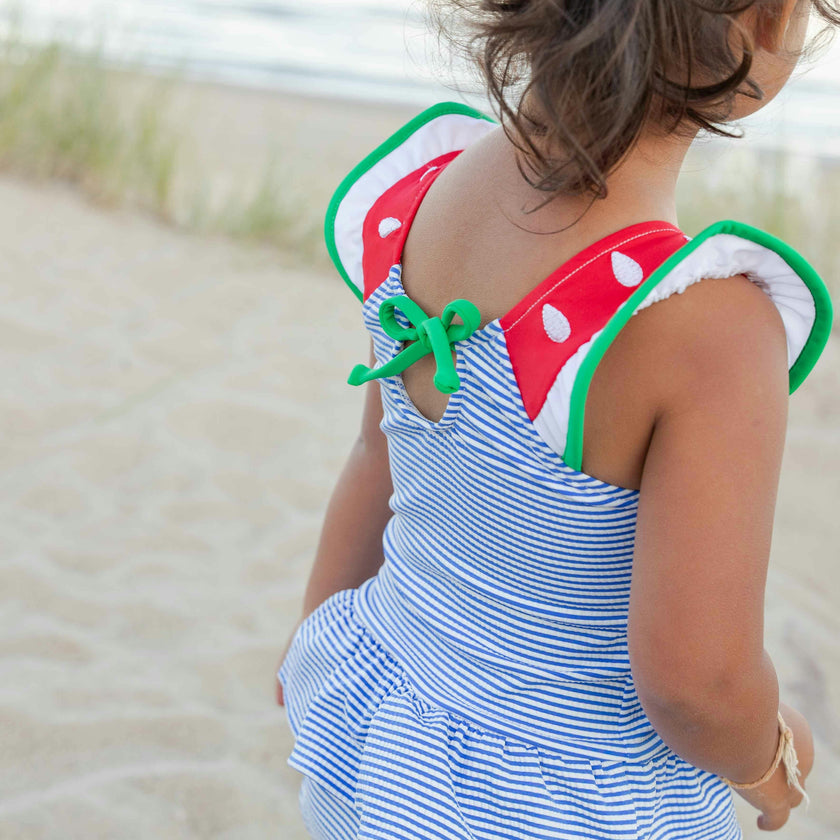 Seersucker Swimsuit with Watermelon