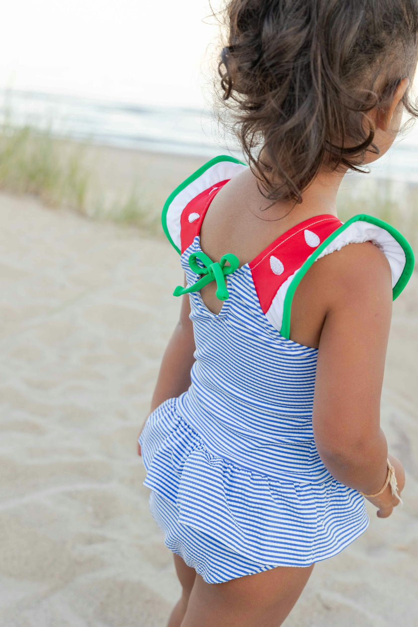 Seersucker Swimsuit with Watermelon