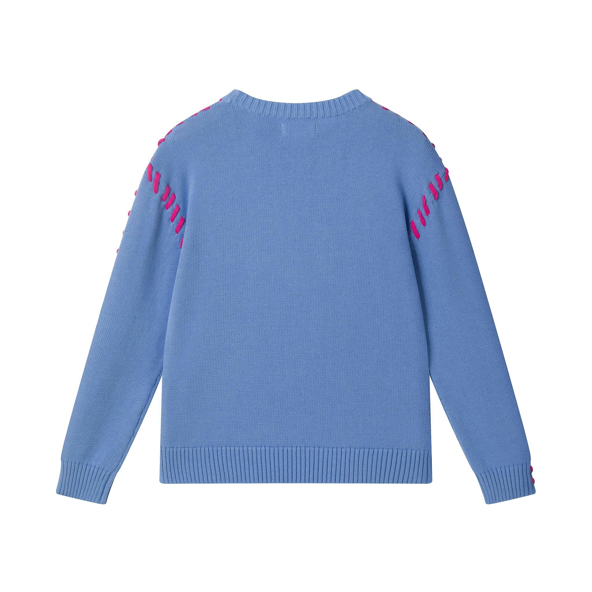 Tween (7-18) Girls Sweater | Pink Blanket Stitch