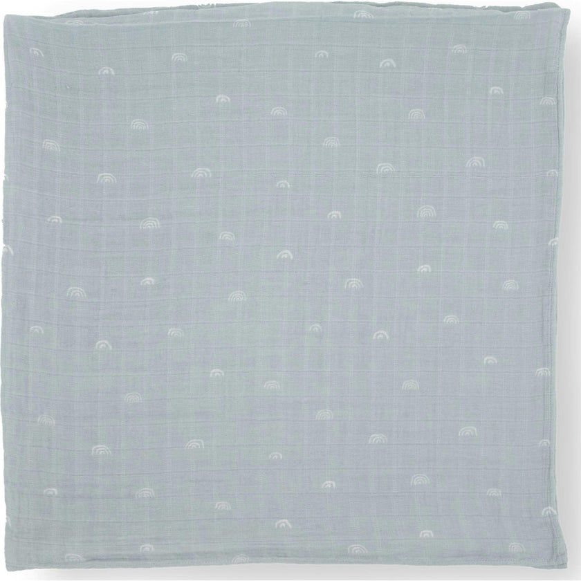 Cotton Muslin Swaddle Blanket - Blue Rainbow