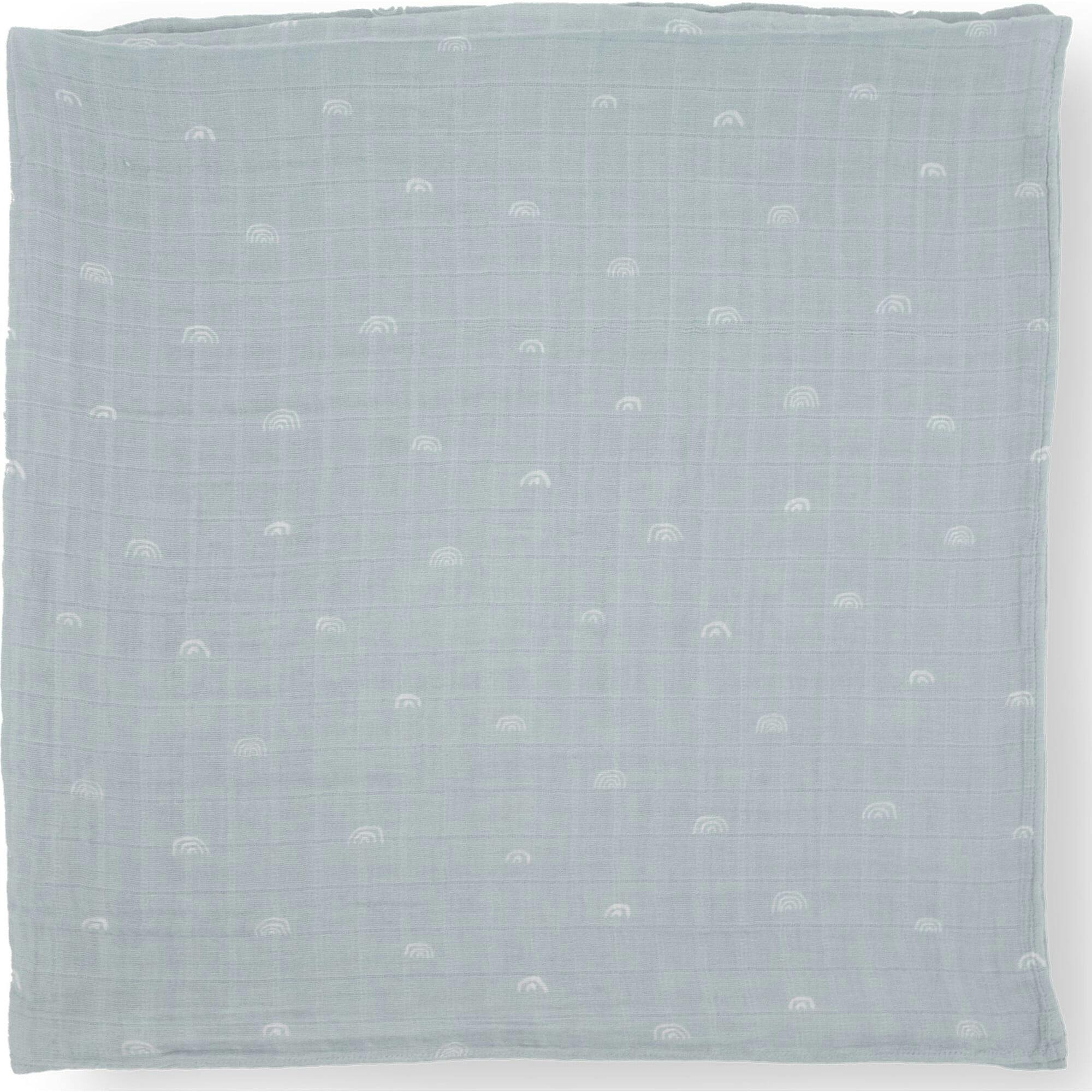 Cotton Muslin Swaddle Blanket - Blue Rainbow
