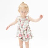 Cabbage Rose Stripe - Smocked Top with Bloomer