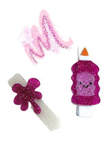 Glue Bottle Pink Glitter Bow Hair Clips