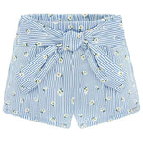 Blue Striped Daisy Shorts