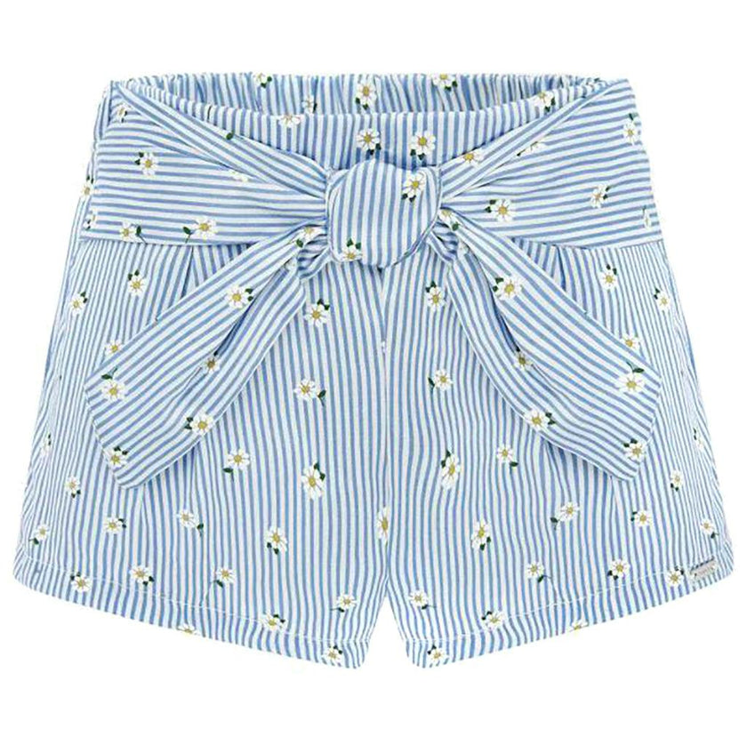 Blue Striped Daisy Shorts
