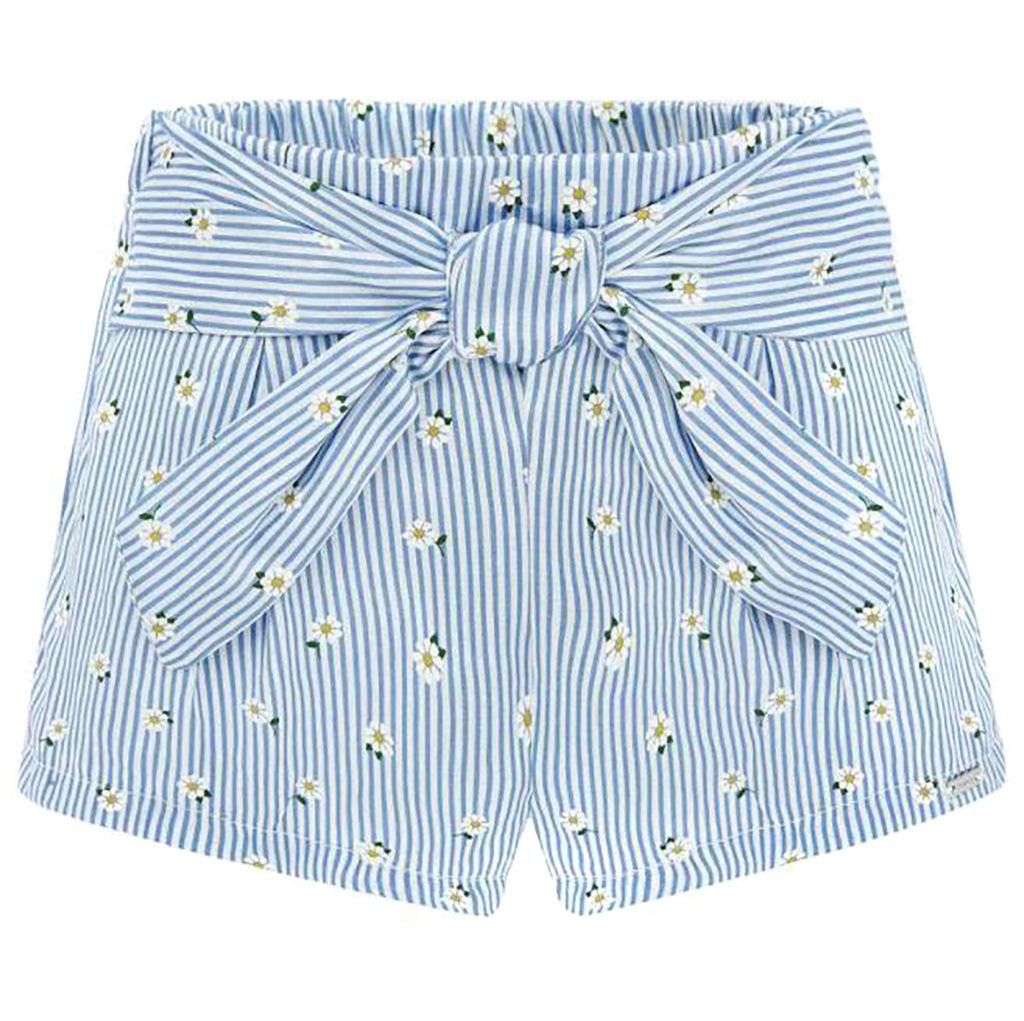 Blue Striped Daisy Shorts