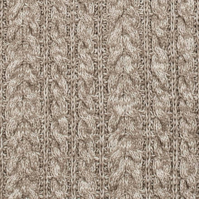 Men's Organic Half Zip Cable Pullover Sweater, Brown