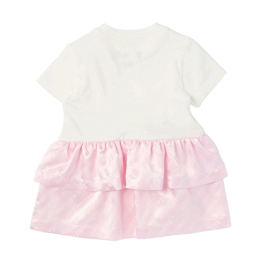Pink Jacquard Off-Satin Mix Dress