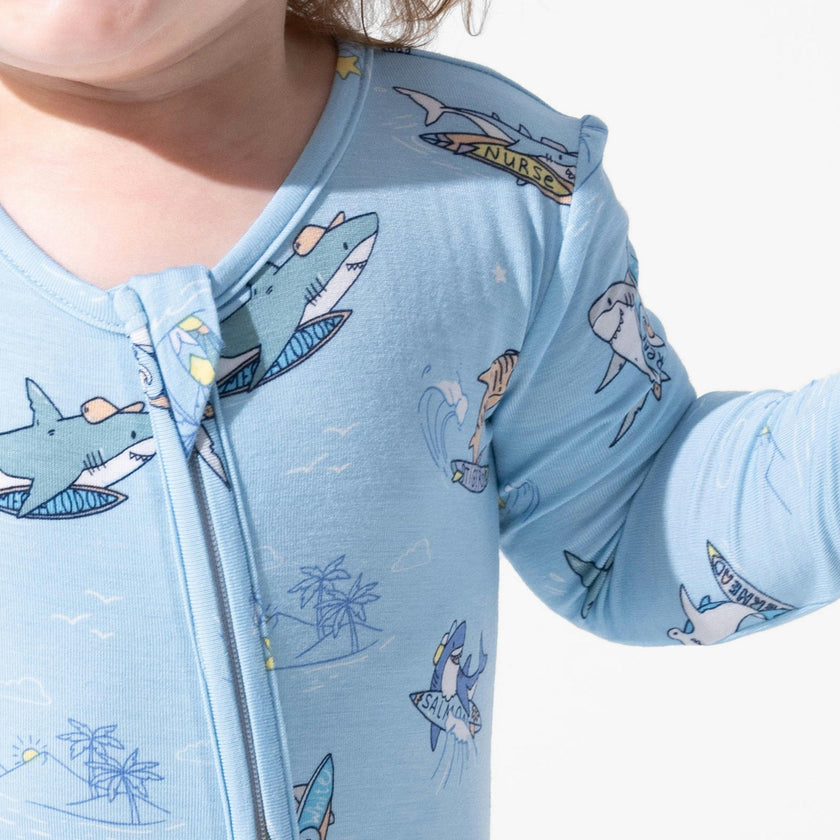 Shark School Bamboo Convertible Footie