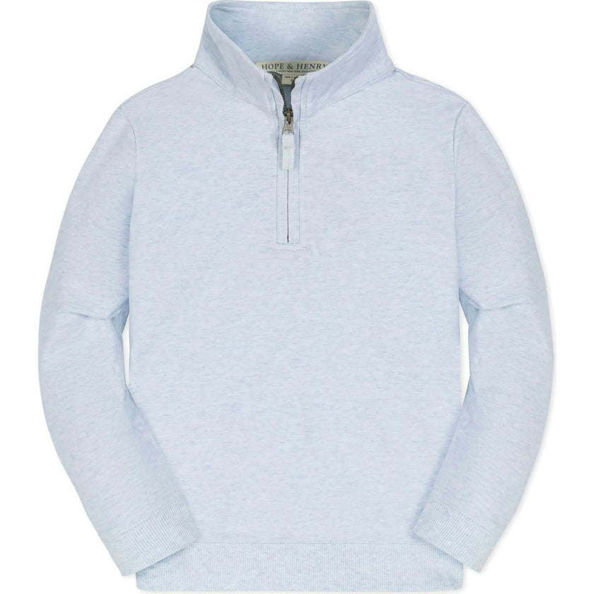 Organic Long Sleeve French Terry Half-Zip Pullover, Blue