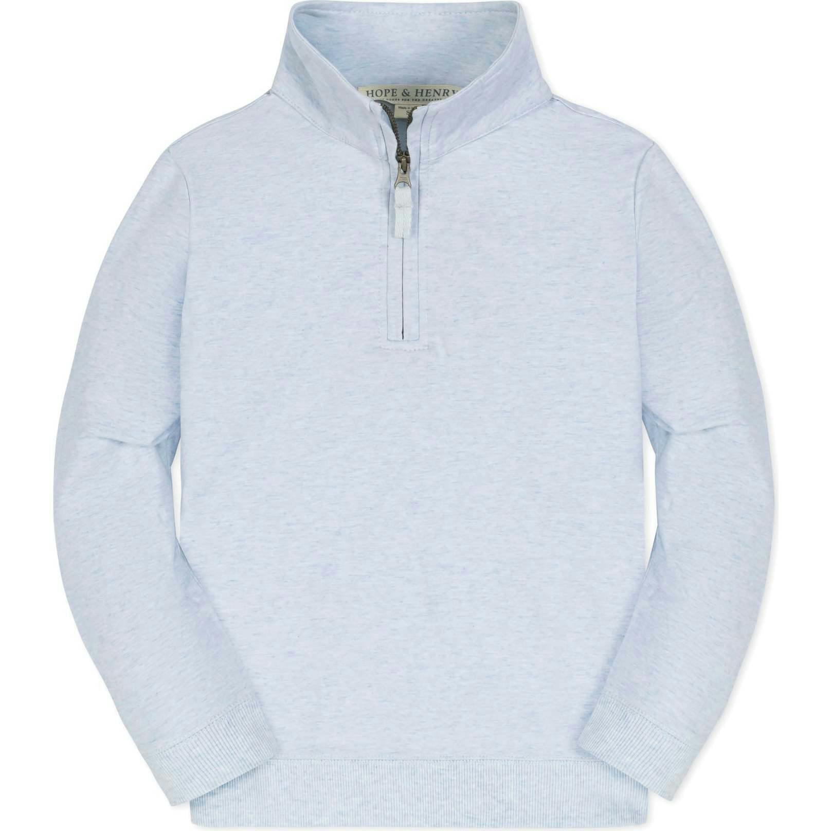 Organic Long Sleeve French Terry Half-Zip Pullover, Blue