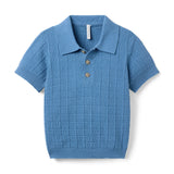 Textured Knit Polo, blue