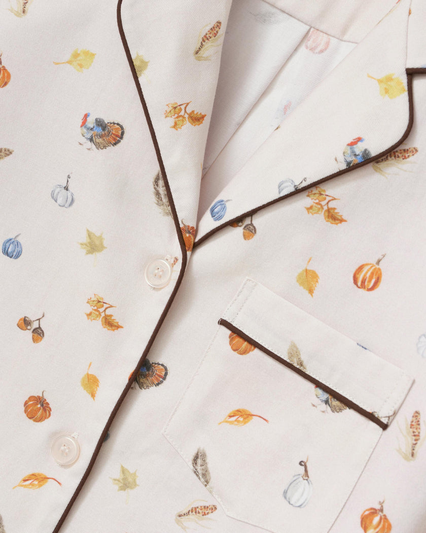 Women's Twill Pajama Set in Thanksgiving Traditions