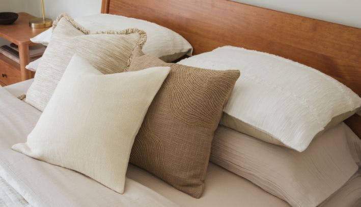 Silk Sands Beige Neutral Woven Lumbar Pillow