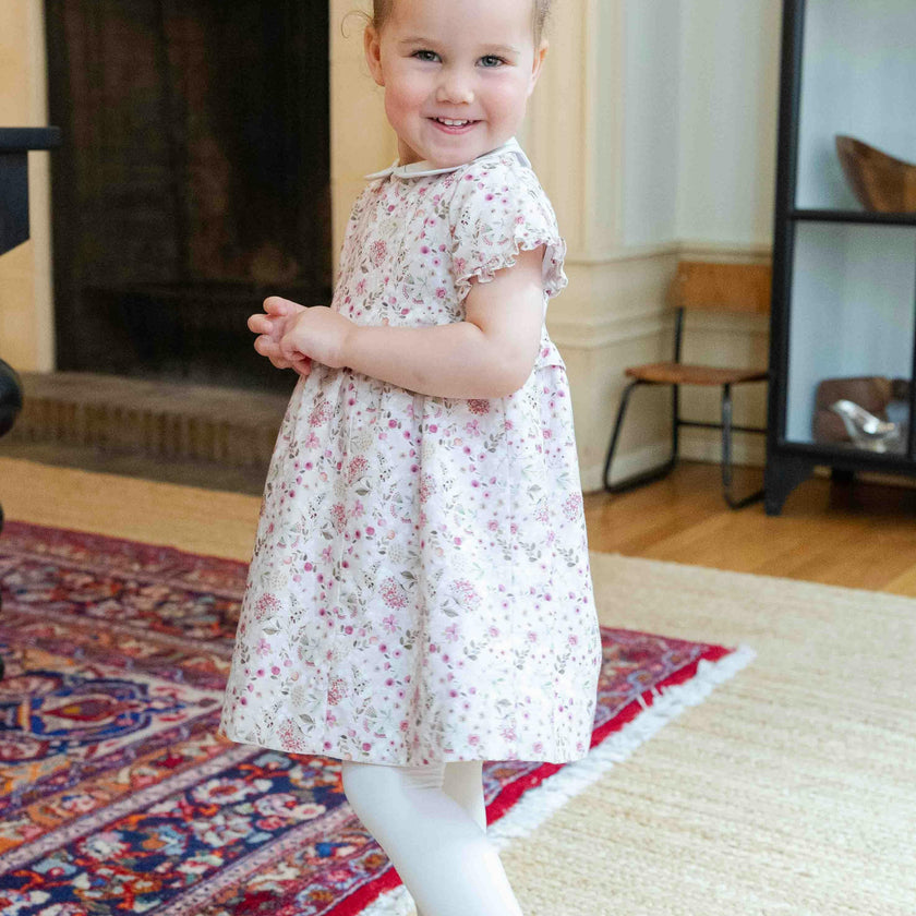 Floral Dress With Embroidered Collar