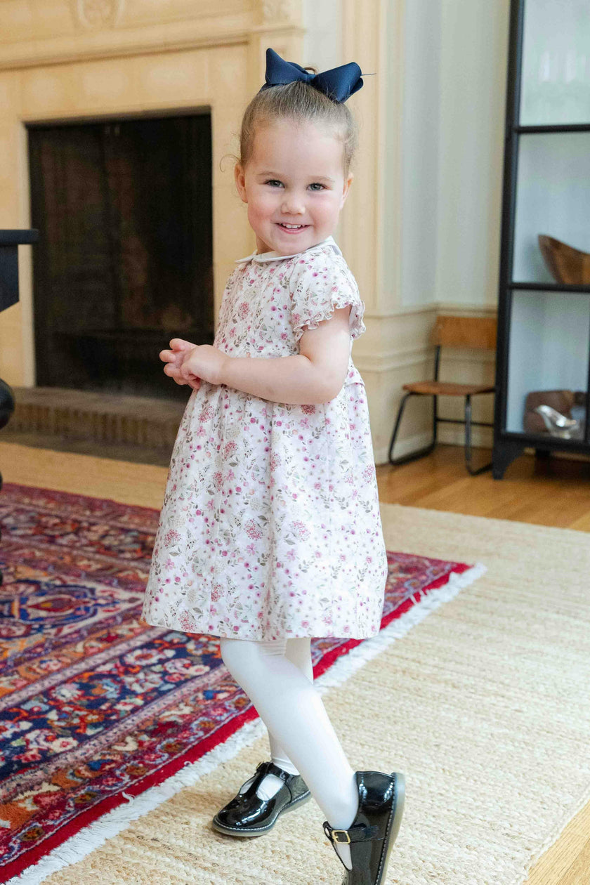 Floral Dress With Embroidered Collar