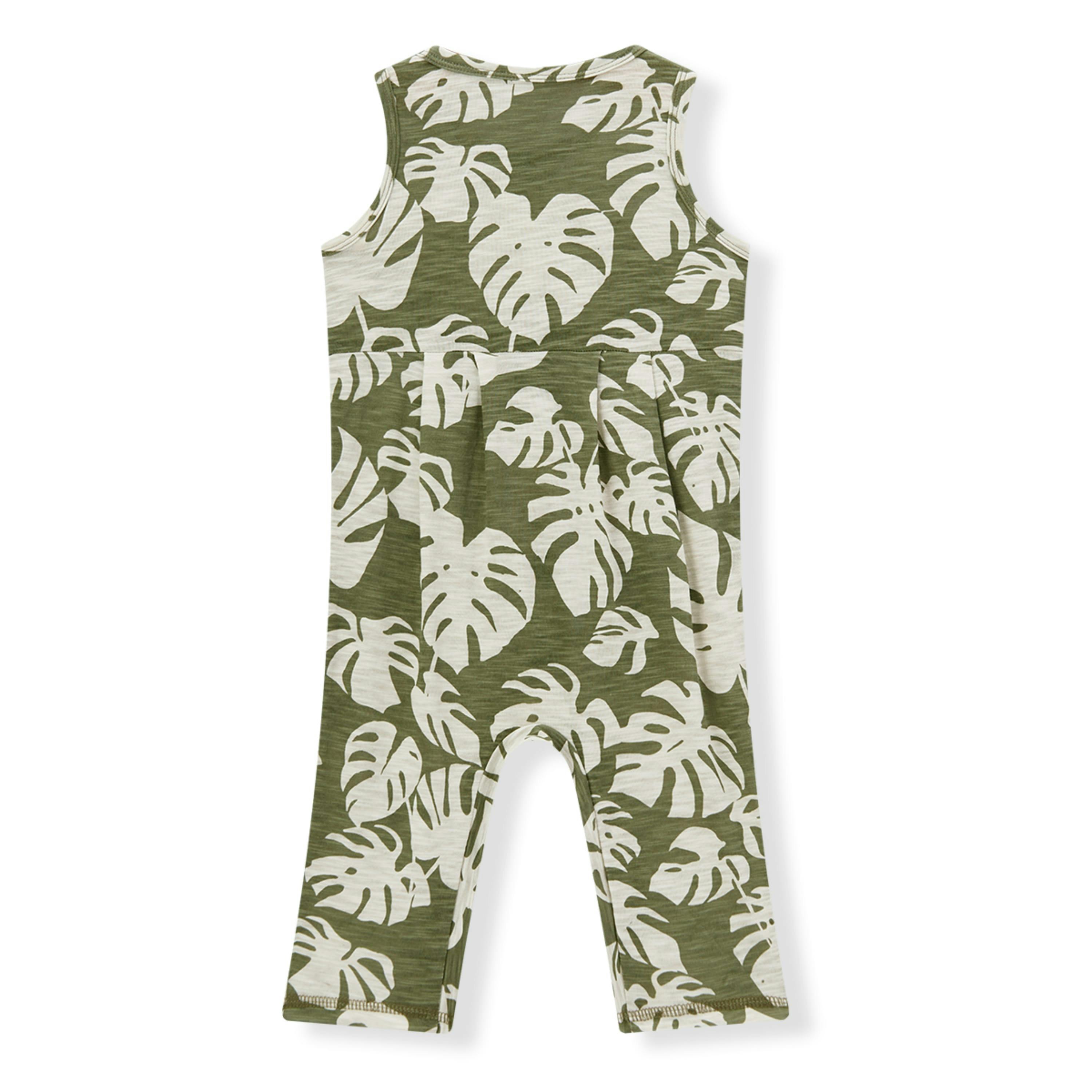 Island Leaf Silhouette Slub Cotton Sleeveless Jumper