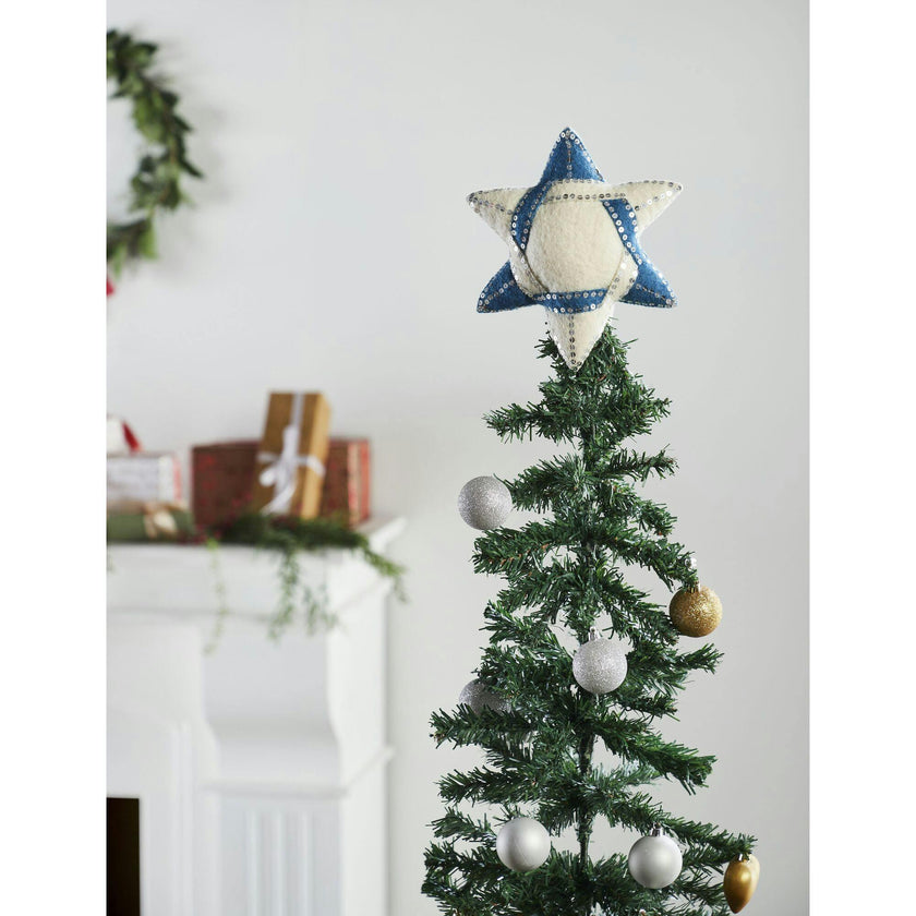 Handmade Hand Felted Wool Christmas Tree Topper - Star of David Arcadia Home