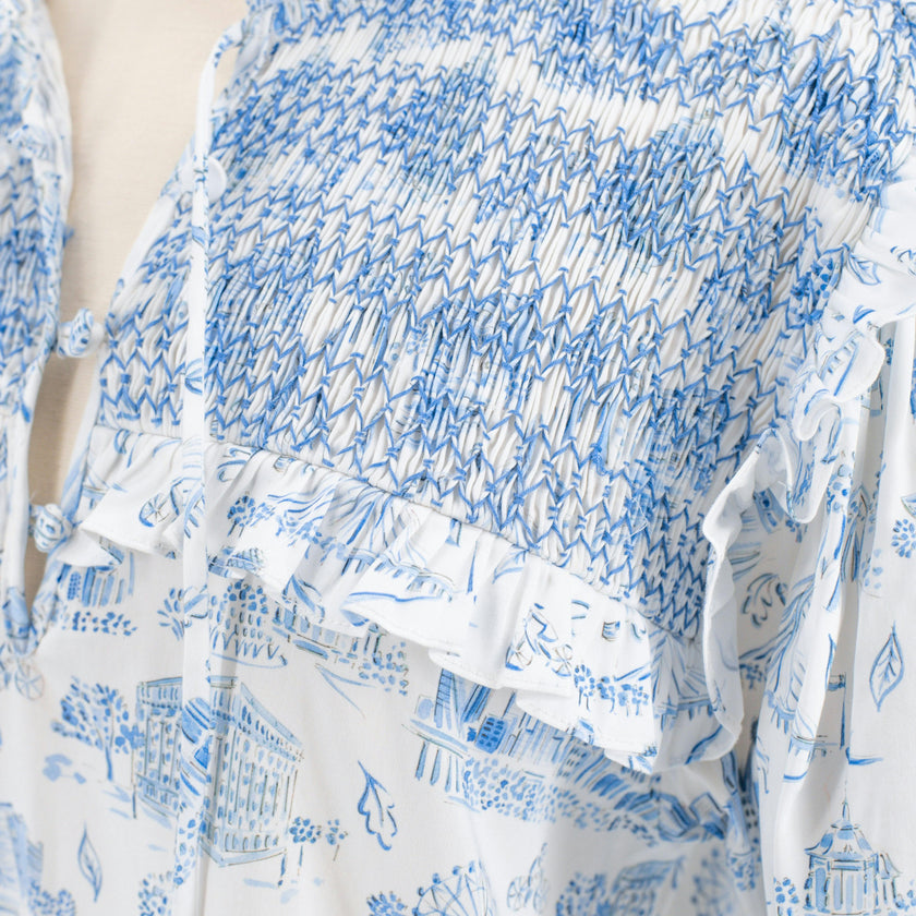 Women's Lizzie Shirt - Dallas Print (Blue)