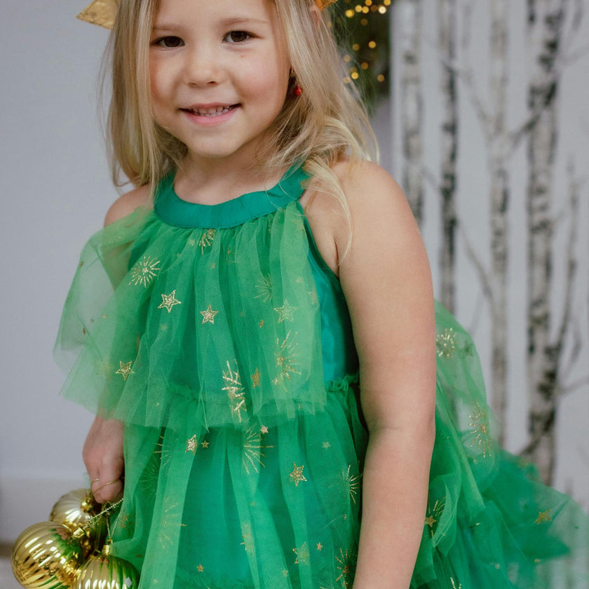 Christmas Tree Dress with Headpiece