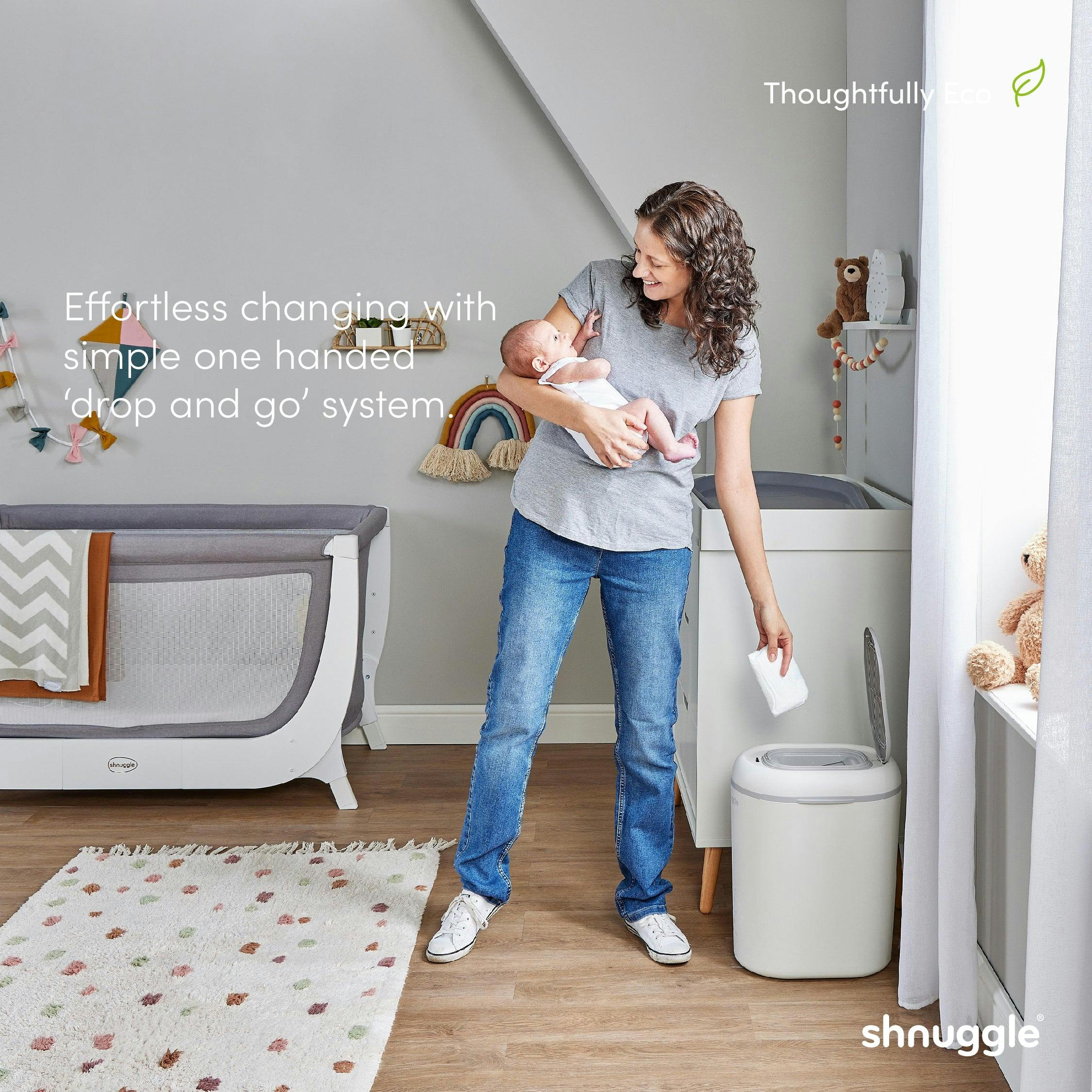 Changing Essentials Kit: Shnuggle Changing Mat + Diaper Pail + Better Bag Liners (90 Day Supply)
