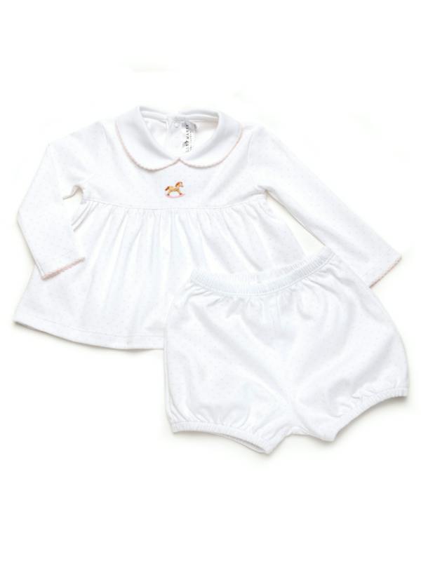 Small Rocking Horse Bloomer Set | Lt Pink Bitty Dot