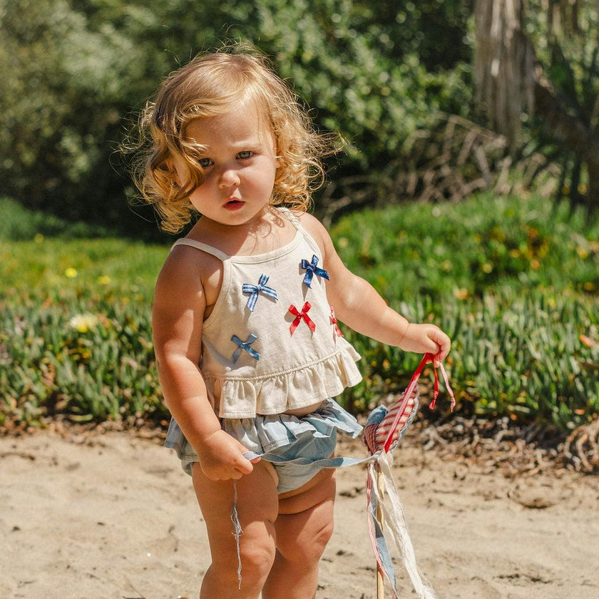 Ruffle Bloomer Set in Denim