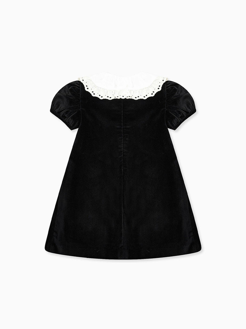 Black Clara Velvet Girl A-Line Dress