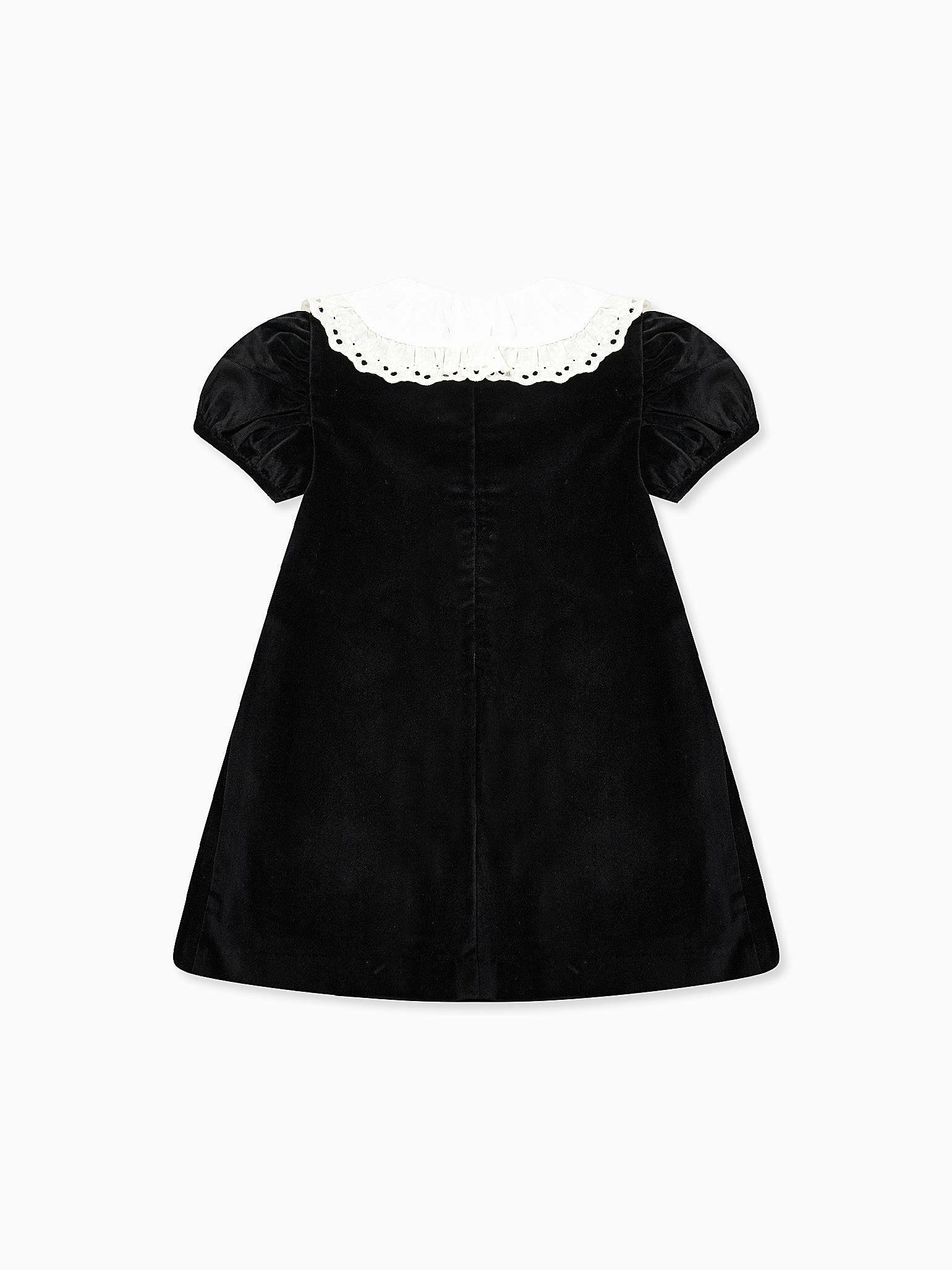 Black Clara Velvet Girl A-Line Dress