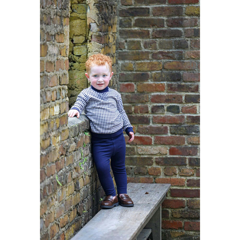 Kids Unisex Soft Gingham Neck Sweatshirt & Legging Set