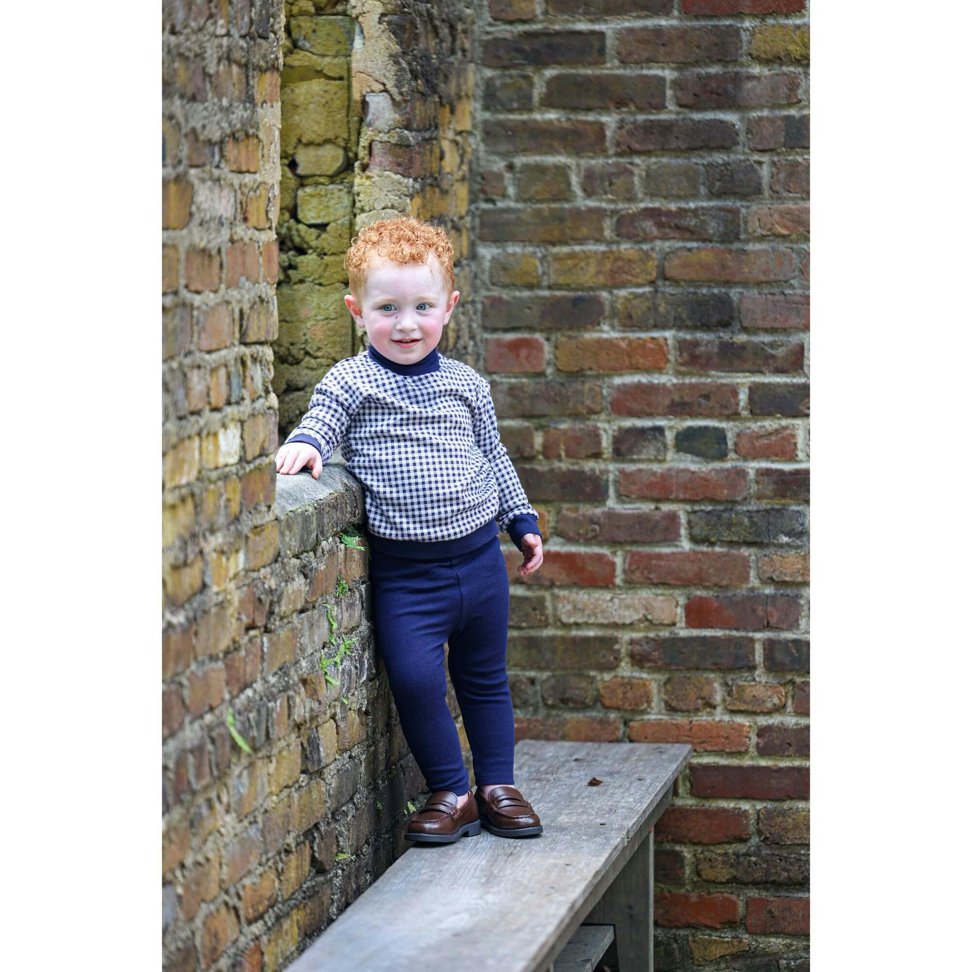 Kids Unisex Soft Gingham Neck Sweatshirt & Legging Set