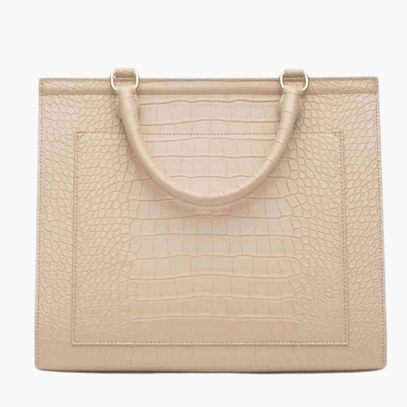Large, Insulated, Chic Lunchbox, Cream Croc