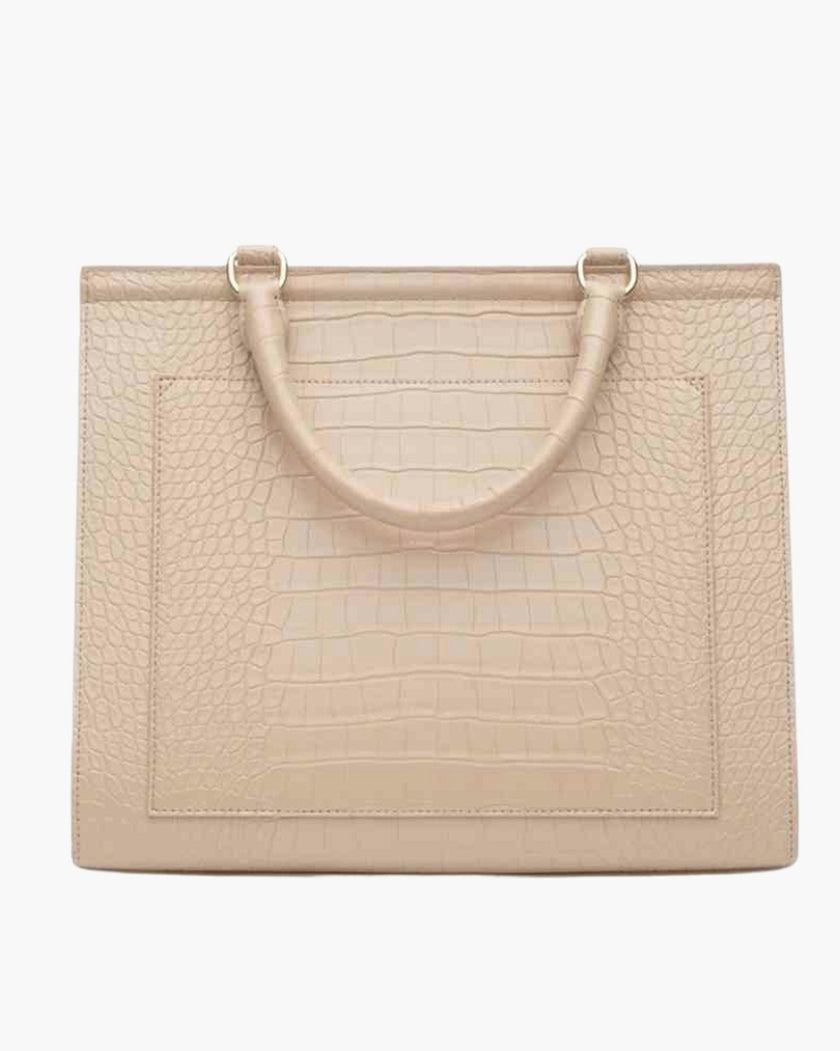 Large, Insulated, Chic Lunchbox, Cream Croc