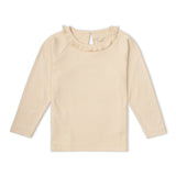 Organic Ruffle Neck Top - Oat