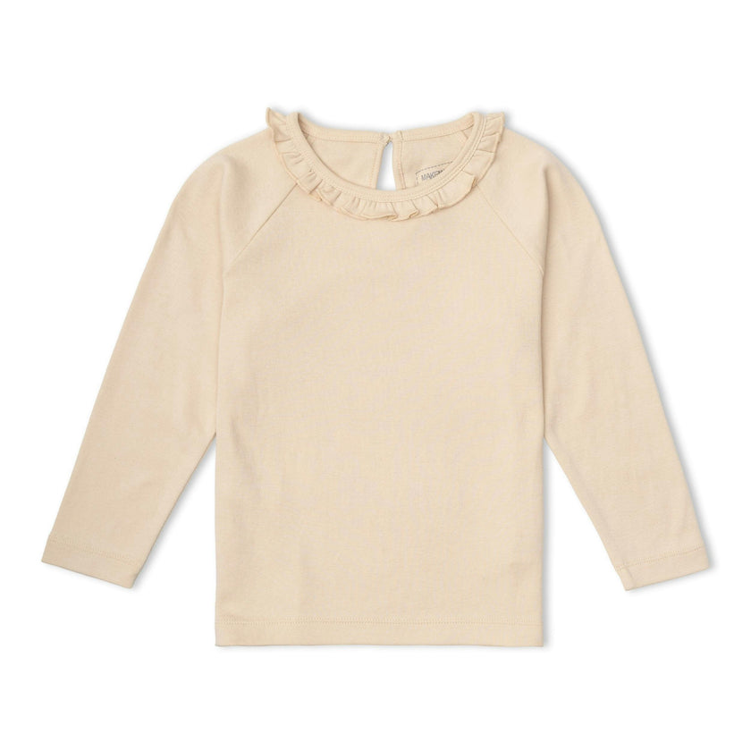 Organic Ruffle Neck Top - Oat