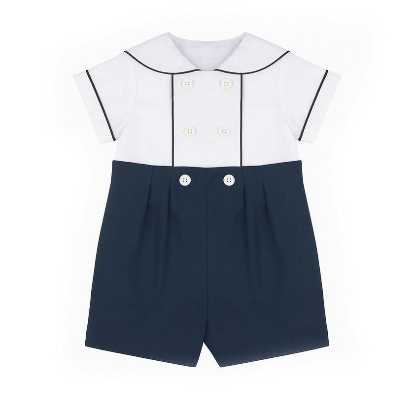 Navy Pique Button on Shortall