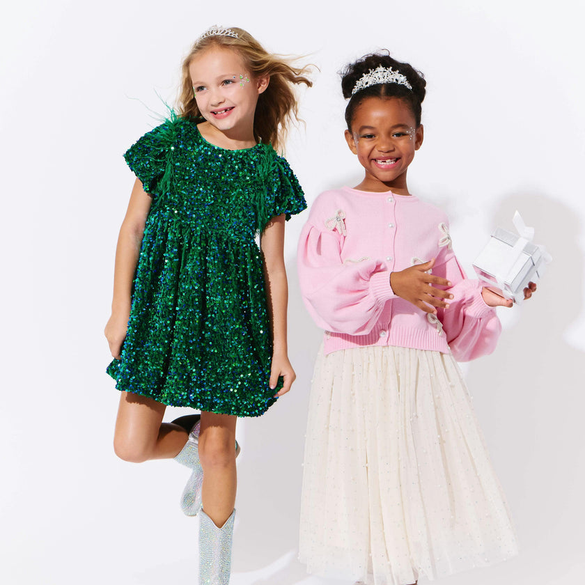 Emerald Shimmer Party Dress