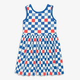 Kids tiered tank dress in checkerboard