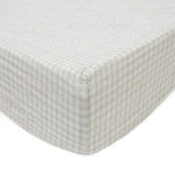 Cotton Muslin Changing Pad Cover - Tan Gingham