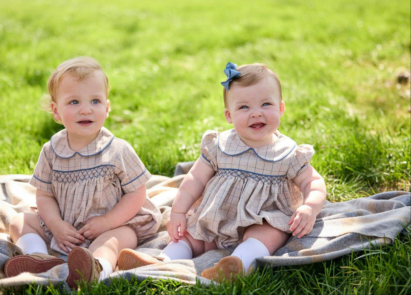 Smocked Natalie Bubble - Durham Windowpane