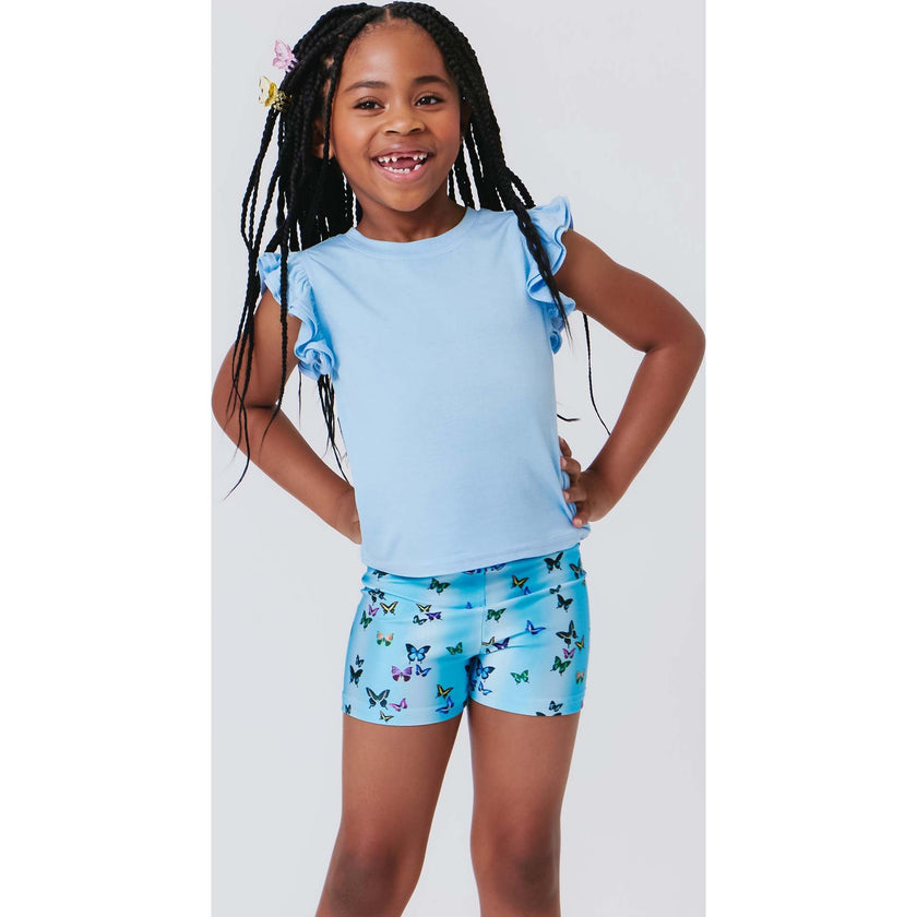 Girls Ruffle Crop Top, Blue