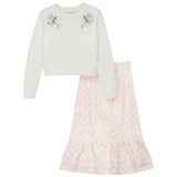 Floral Skirt Cardigan Set