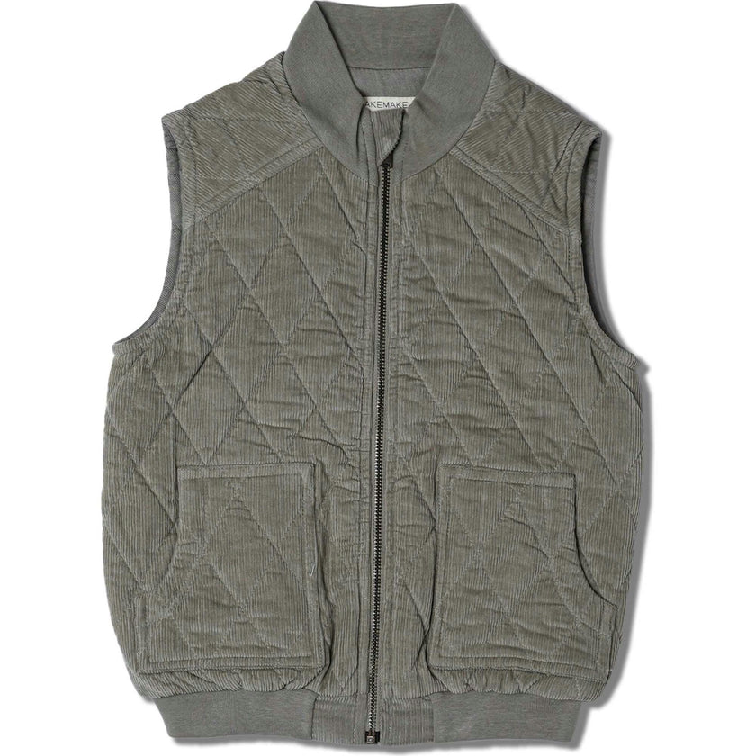 Organic Sleeveless Quilted Corduroy Jacket