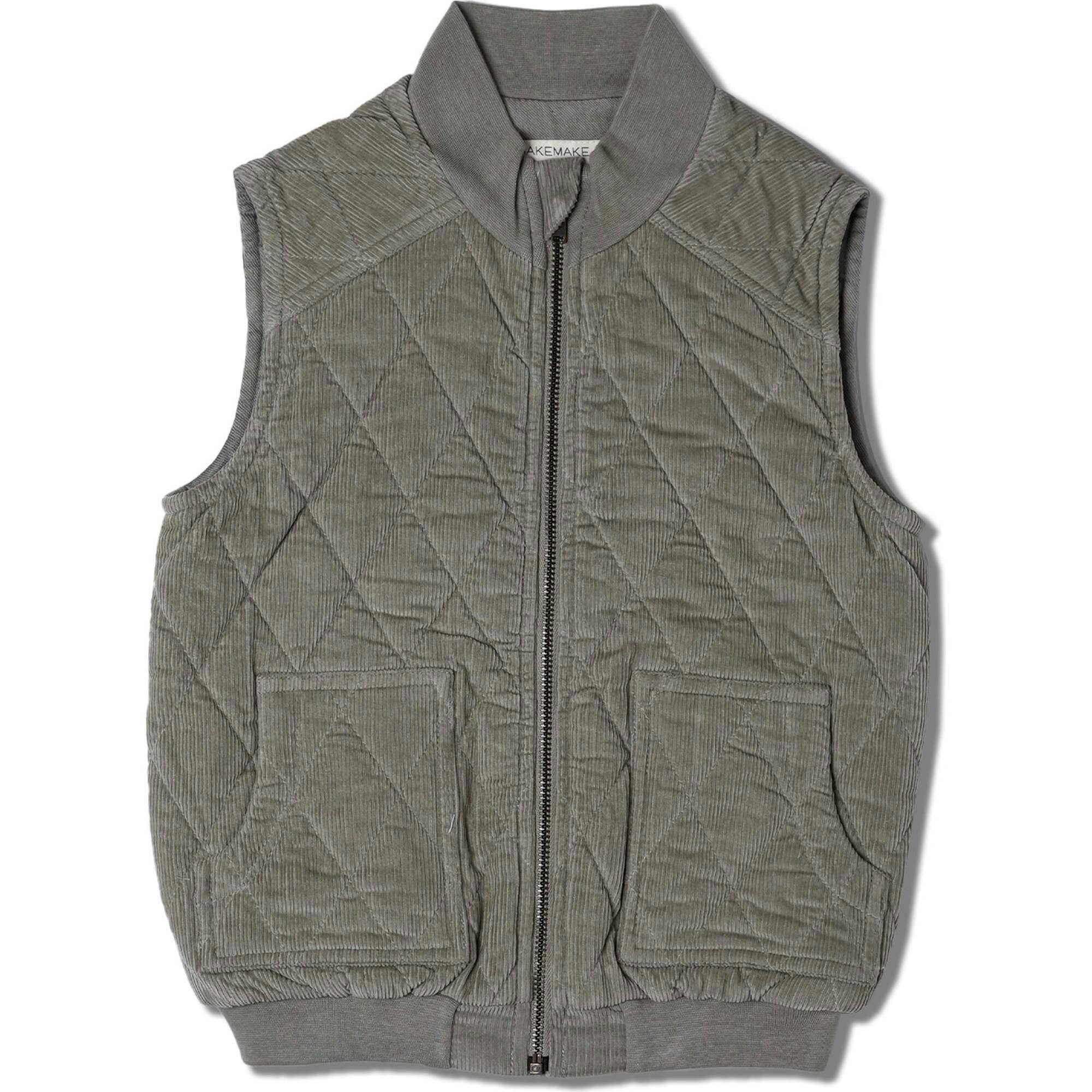 Organic Sleeveless Quilted Corduroy Jacket