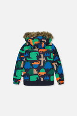 Two Piece Discover Snowsuit Blue Dinosaur Print