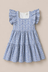 Mini Trixie Dress in Blue Moroccan Tile