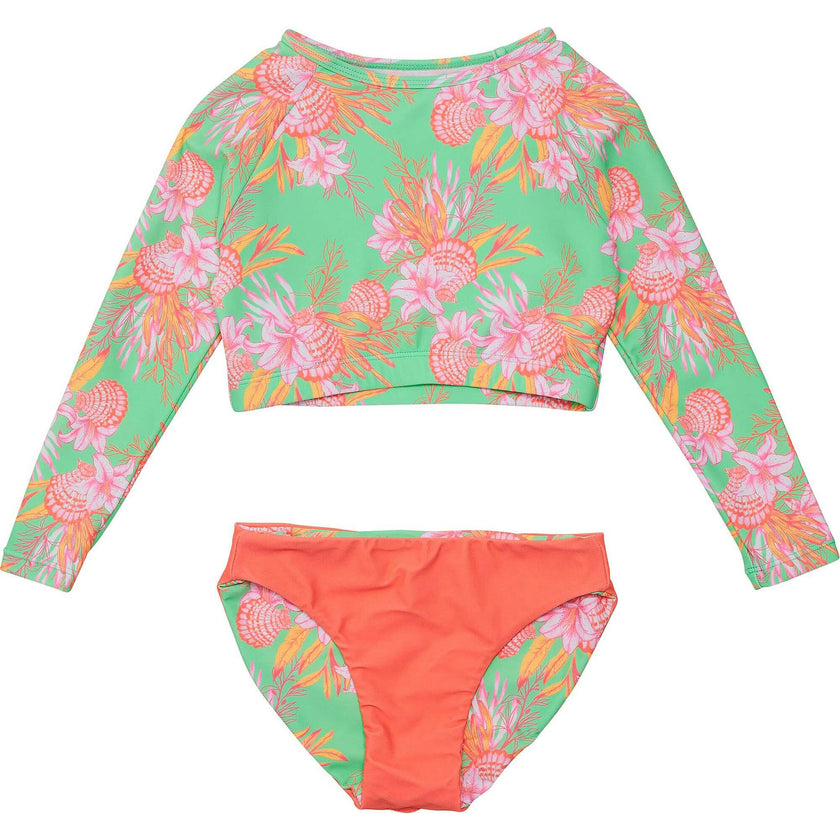 UPF50+ Sustainable Reversible Crop Long Sleeve UPF50+ Rashguard & Bottom Set