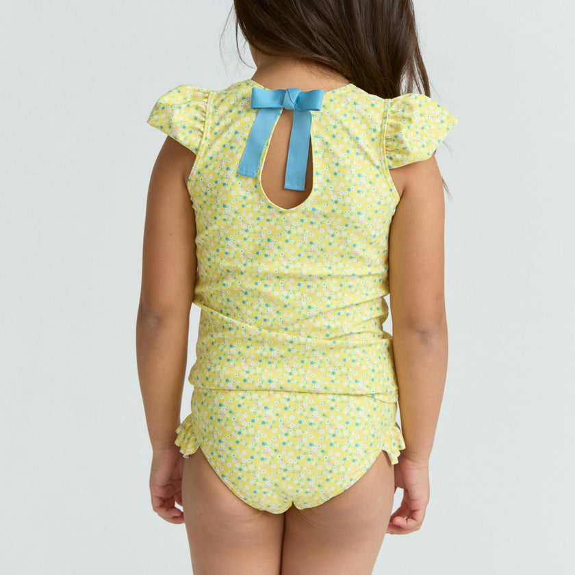 girls petite fleur cap sleeve rashguard set